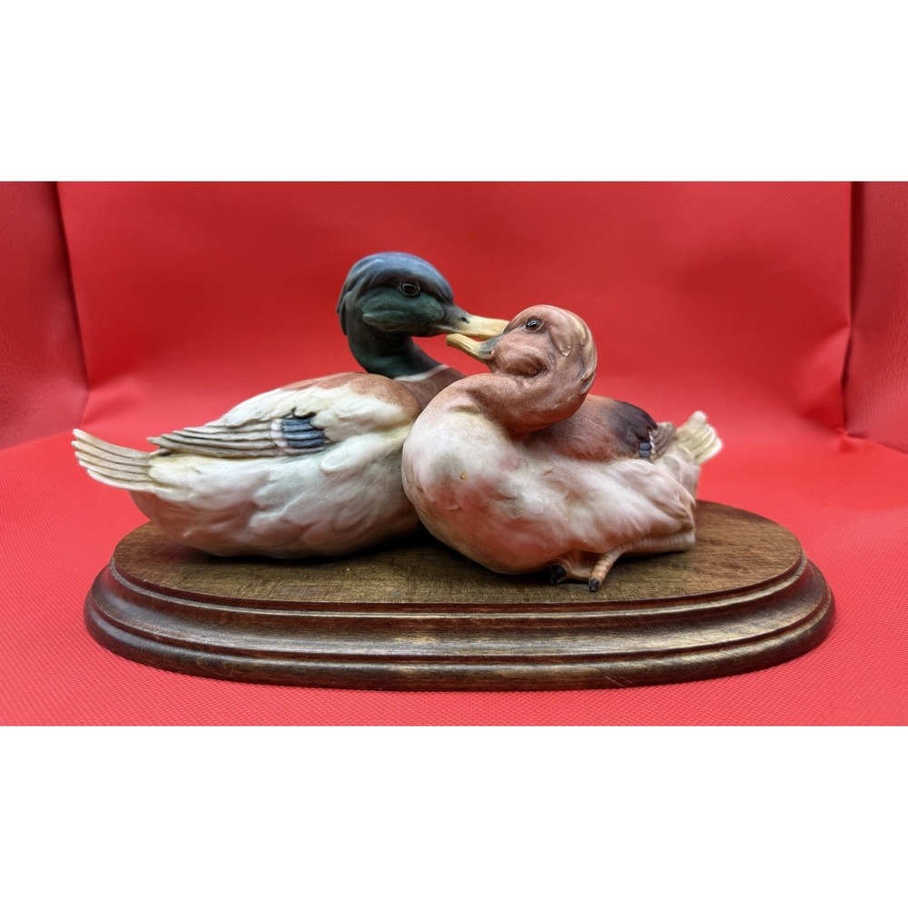 Signed Giuseppe Armani Capodimonte Porcelain Figurine Mallard Ducks " The Boys"